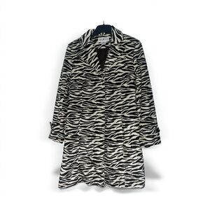 Mix It Zebra Print Pea Coat - Black and White